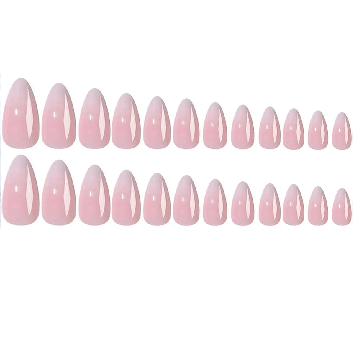 24pcs Upgrade Your Look With White Gradient Almond False Nails 1pc Nail File & 1Nail Glue Sticker Kit Nails