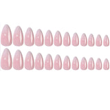 24pcs Upgrade Your Look With White Gradient Almond False Nails 1pc Nail File & 1Nail Glue Sticker Kit Nails