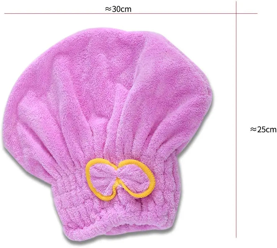 Women's 2-Piece Shiny Light Microfiber Hair Towel Caps, Super Absorbent Towel, Extra Soft, Fast Drying Plain Turban Wraps, 1-Size-Fits-All, Nighttime Wet Hair Use