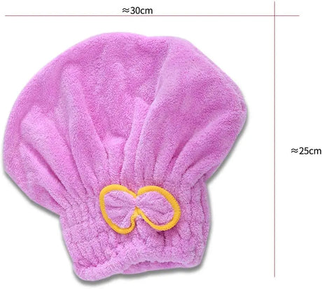 Women's 2-Piece Shiny Light Microfiber Hair Towel Caps, Super Absorbent Towel, Extra Soft, Fast Drying Plain Turban Wraps, 1-Size-Fits-All, Nighttime Wet Hair Use