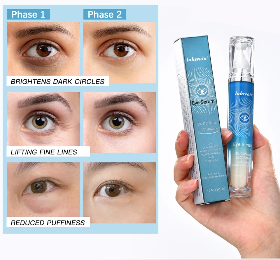 Anti-Wrinkle Eye Serum 5% Caffeine Eye Cream Eye Roller Ball Cream For Dark Circles Fades Fine Lines Remove Eye Bags 15ml