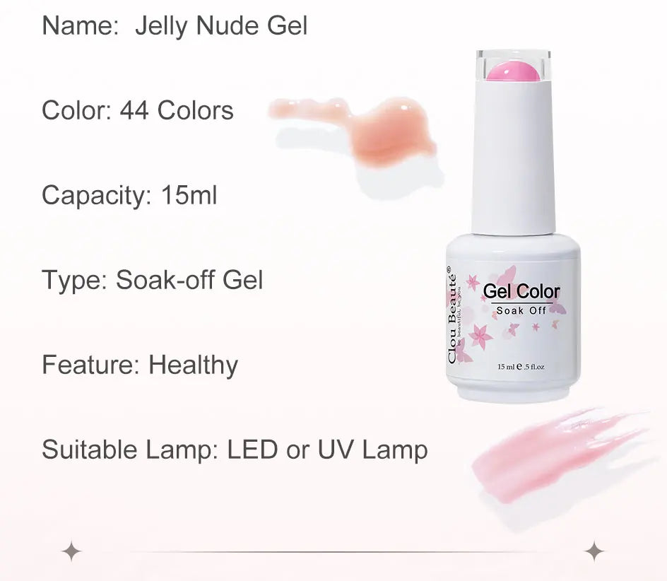 Clou Beaute Jelly Color UV Gel Manicure Summer Pink Nude Gel Nail Rainbow Nail Supplies For Professionals Semi-permanent Varnish