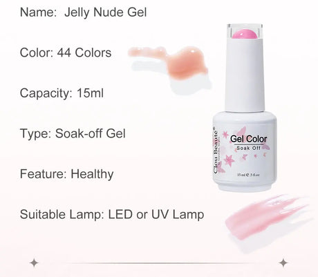 Clou Beaute Jelly Color UV Gel Manicure Summer Pink Nude Gel Nail Rainbow Nail Supplies For Professionals Semi-permanent Varnish