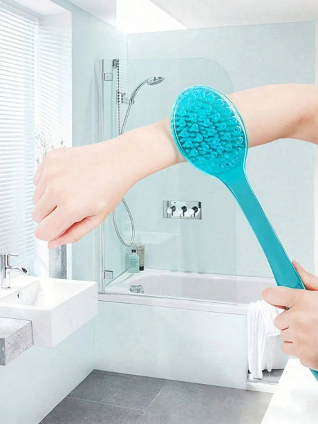 1pc Extra Long Handle Back Scrubber Brush (36.5cm), Shower Exfoliating Brush With Soft Bristles And Non-Slip Handle, Suitable For Hard-To-Reach Areas, Feet And Shoulders, Ideal For Elderly Care And Bathing Assistance, Essenti