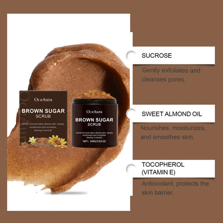 OceAura 100g Natural Brown Sugar Scrub 100g Exfoliating Body Nourishing Deep Clean Pore Shrinking Skin Refreshing