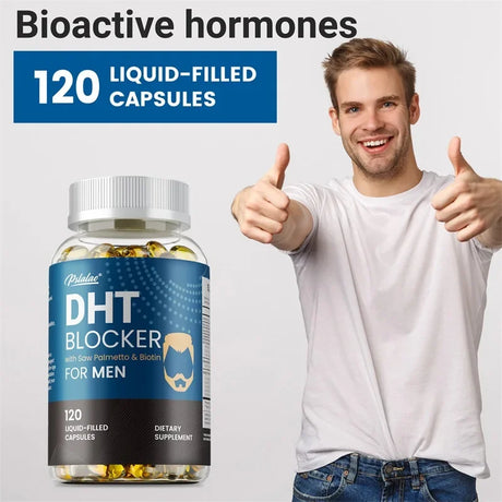DHT Blockers for Men - Contains Saw Palmetto & Biotin To Promote Natural Hair Growth, Increase Vitality, and Maximize Absorption