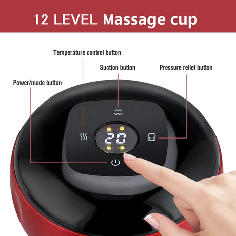 Rechargeable Electric Vacuum Cupping Set Wireless 6/12 Level Skin Scraping Massage Guasha Tool for Household Use