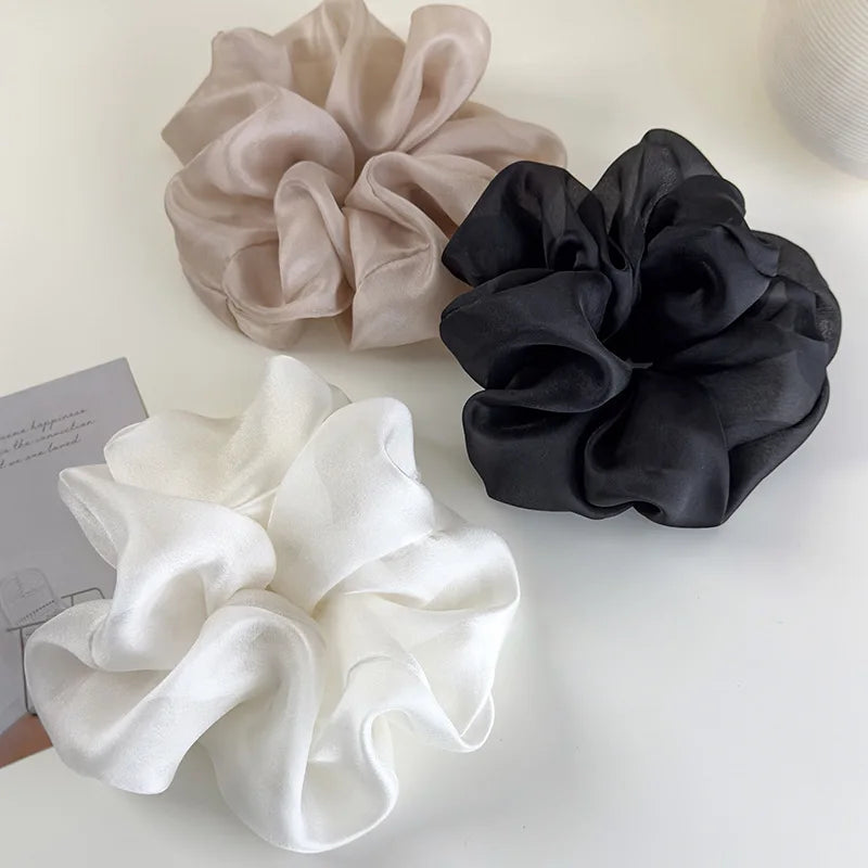 Retro French Large Hair Scrunchies Solid Color Headbands Spring/Summer Sweet Head Rope Female Tie Hair Rubber Bands for Womens