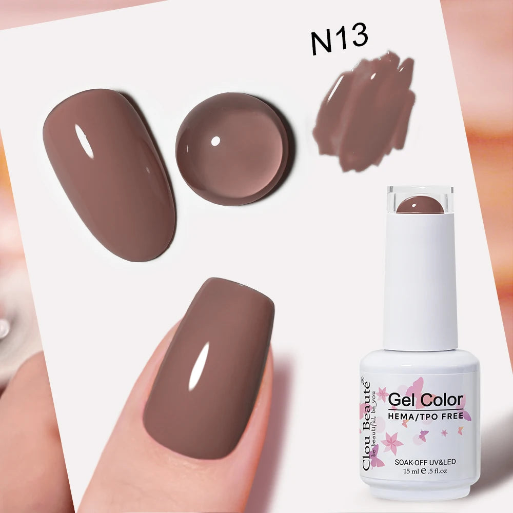 Clou Beaute Grey Color Nail Gel Polish Full Coverage Nail Polish Dark Red Gel Lacquer Varnish Vernis Semi Permanent Nail Art