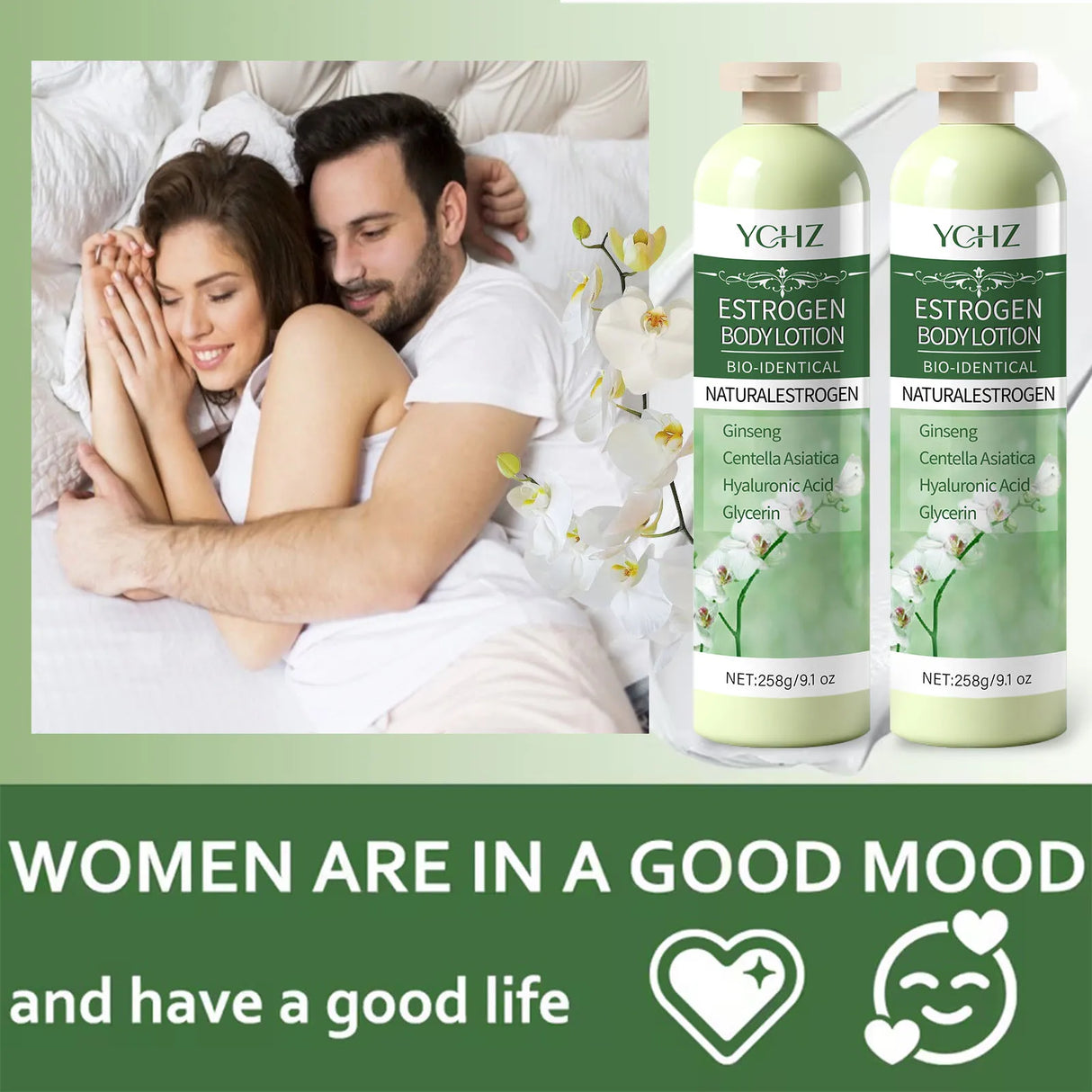 Women's Mood Care Cream, Female Estrogen Cream, Body Care Cream, Body Harmony, Alcohol-Free, Pleasant Fragrance, Suitable for All Skin Types, Made with Natural Ingredients