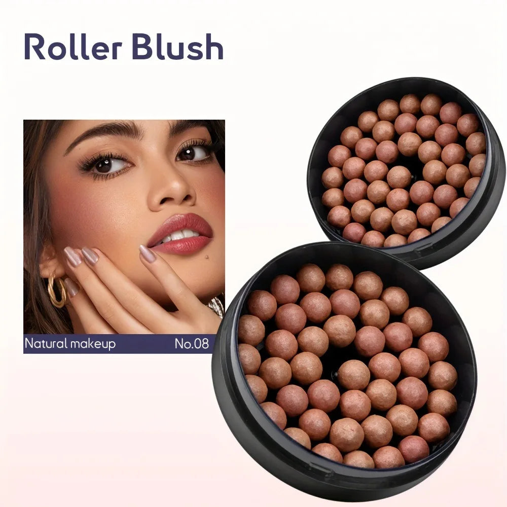 Long Lasting Roll-on Blush Shimmer Matte Finish with Brush 3D Glossy Texture for Daily Makeup Rich in Texture