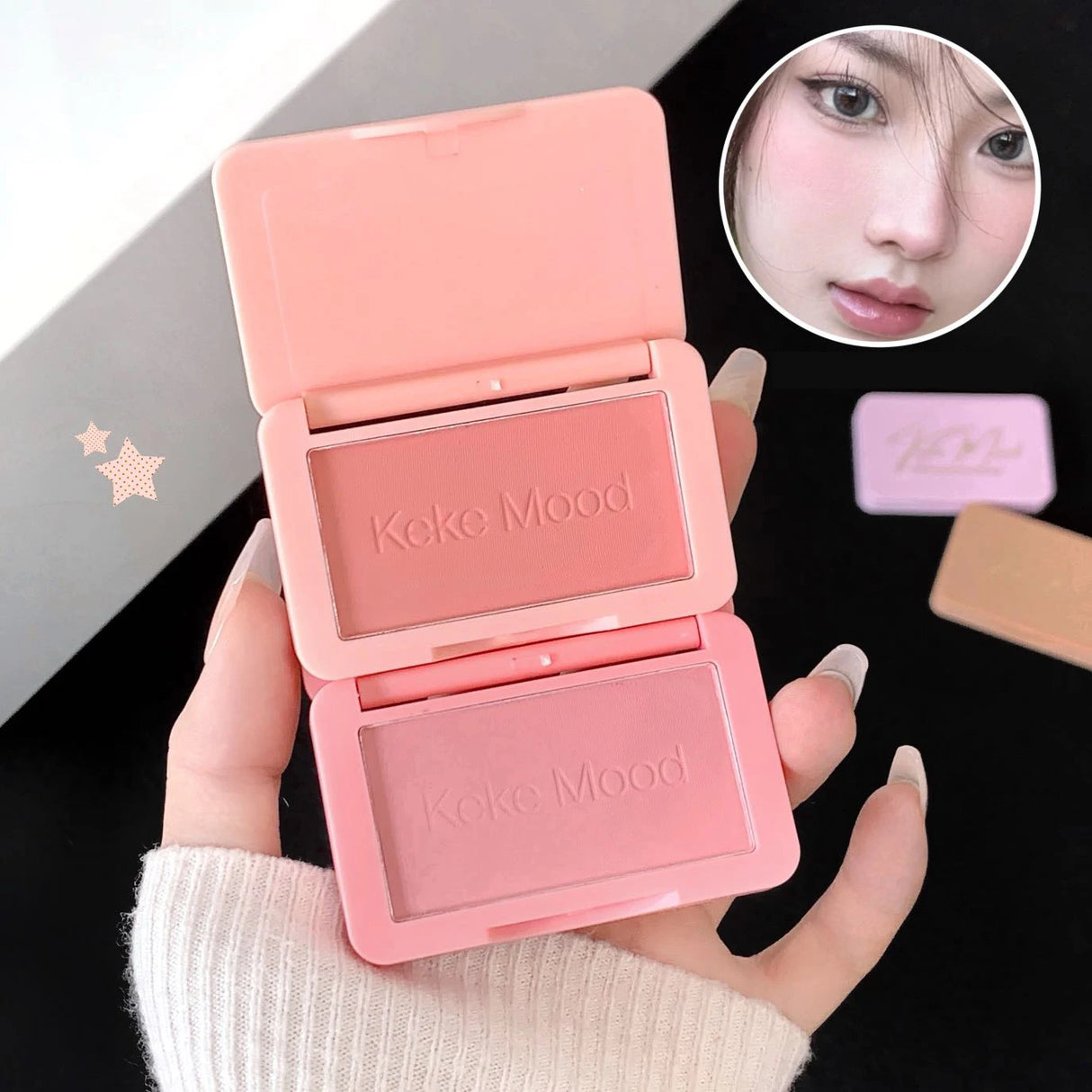 Monochrome Matte Blusher Palette Soft Silky Cheek Natural Facial Blush Rouge Plate Lasting Nude Low Saturation Powder Blush Disk