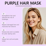 Purple Keratin Hair Mask Repair Dry Frizz Damage Remove Yellow Color Neutralizes Brass Soft Shiny Smooth Nourish Hair Care Cream