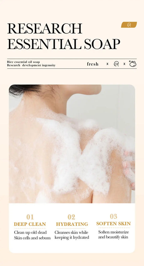 Rice Original Essence Deep Cleaning, Moisturizing Nourishing Facial Cleansing Soap Refreshing Oil Control Facial Wash Hand Soap