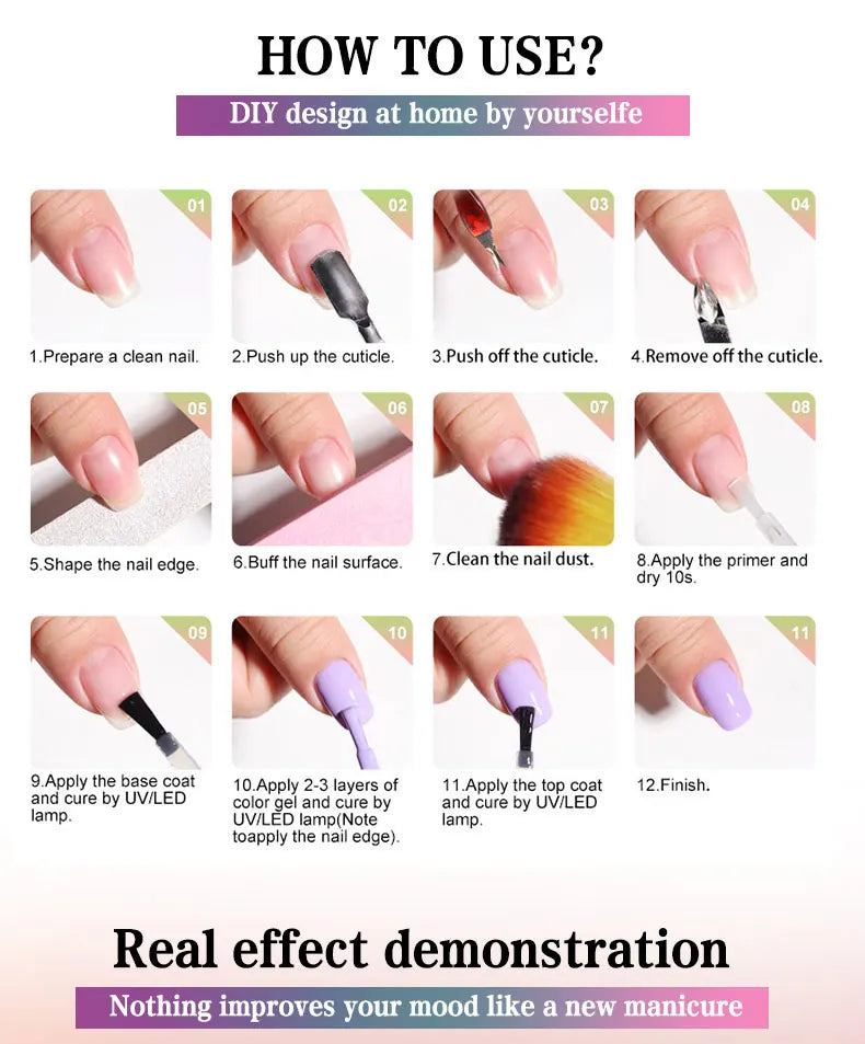 LIMEGIRL 6pcs/set Gel Nail Polish Ice Cream Color Vernis Semi-Permanent UV Gel Nail Art Varn Nail Polish Gel kit