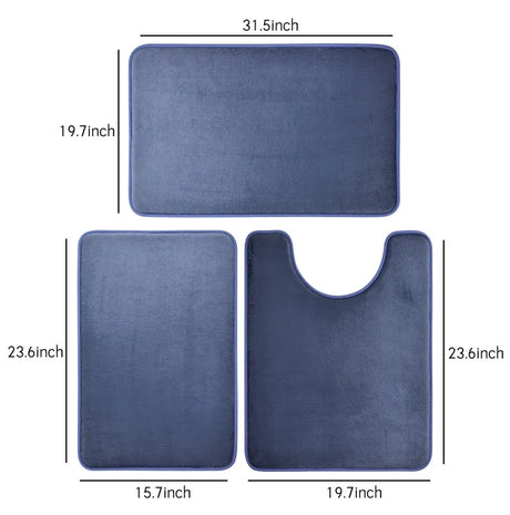 Three Piece Toilet, Bath Floor Mat, Shower Mat, Bath Absorbent Mat, Non Slip Carpet, Soft and Comfortable, Laundry Room.