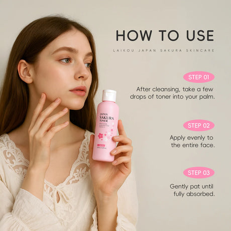 LAIKOU Japan Sakura Toner with Niacinamide Hyaluronic Acid Vitamin C 100ml - Moisturizing Refreshing Gentle