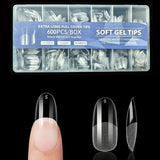 600 Pieces of Fake Nail Tips, Matte and Semi-Matte Effect, Almond French Coffin Shape, Stiletto Oval Square Shape, Thickened Fingertips at the Front