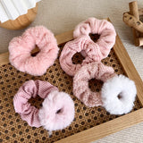 7/Pcs/Set Hair Rope Autumn Winter Furry Head Rope Headband for Woman Girls Fashion Sweet Hair band Tie Ponytail Rubber Band Gift