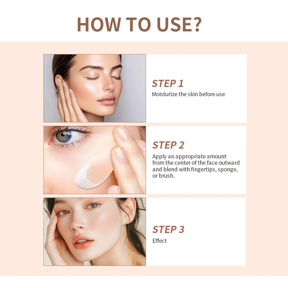 4 In 1 Foundation Long-wearing Moisturizing Waterproof Concealer Even Skin Tone SPF 30 Liquid Hydrating Full Coverage Concealer