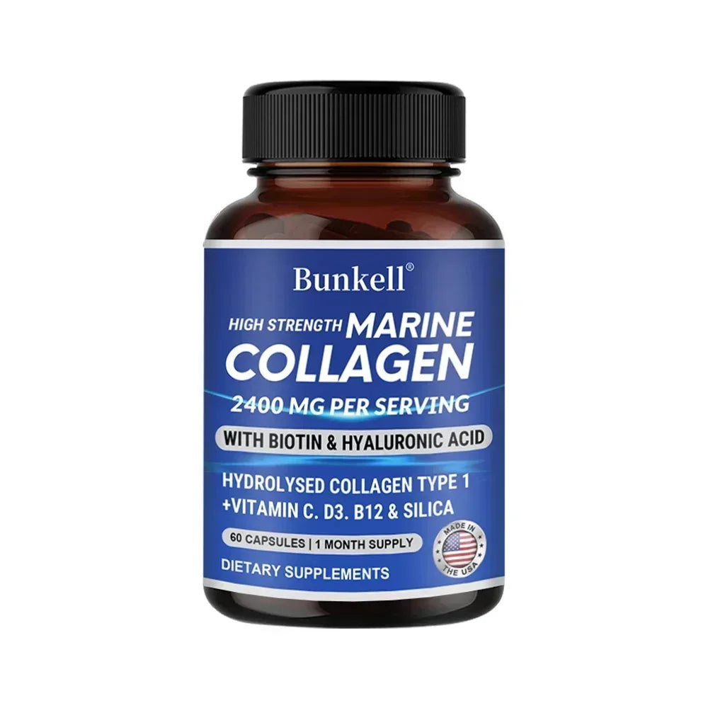 Marine Collagen 2400 Mg | Contains Hyaluronic Acid, Vitamin C and Biotin | High Strength Collagen Supplement for Men and Women