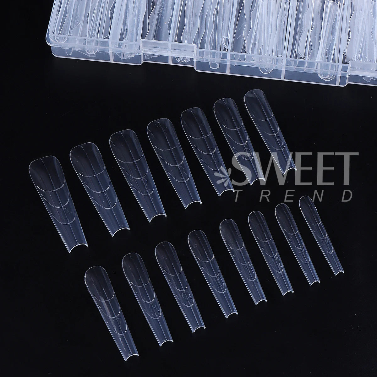 180pcs New Sandwich Nail Extension Mold Interlayer Dual Nail Forms Easy To Shape Oval/Coffin Mixed 15 Size Prolong Tool Manicure