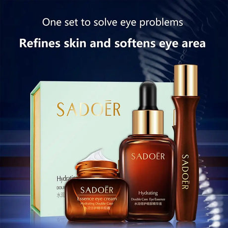 Double Care Essence Eye Set Eyes Repair Cream Eye Cream For Wrinkles Dark Circles Eye Bags Anti Age Firming Hydrating 3pcs