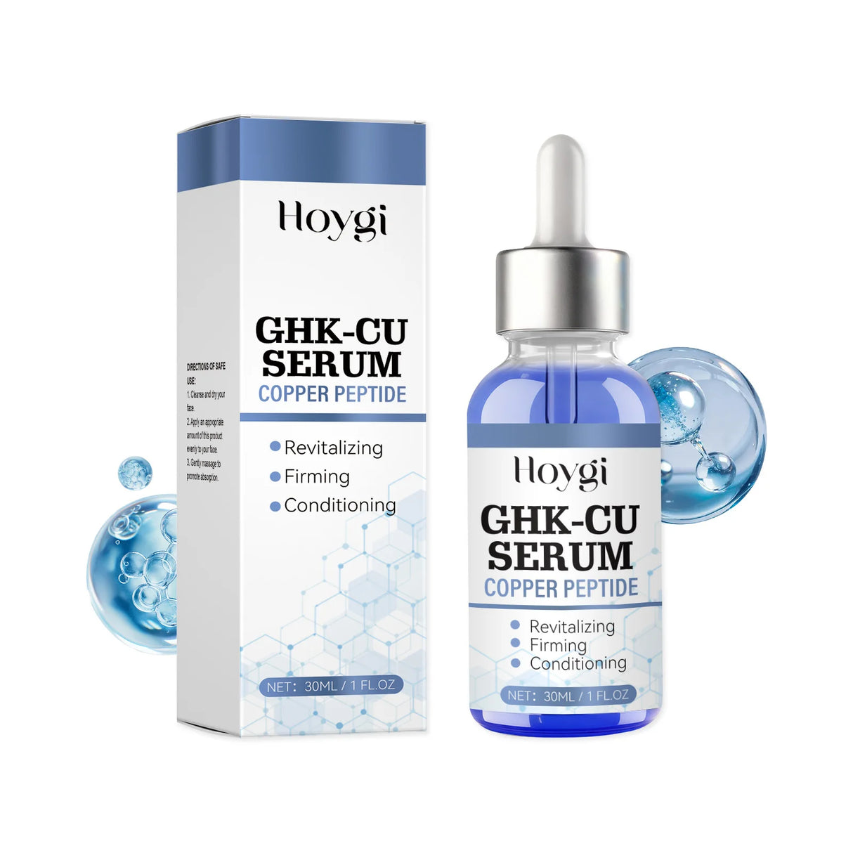 30ml Copper Peptide Serum GHK-Cu Face Firming Lifting Fade Fine Lines Shrink Pores Barrier Repair Hyaluronic Acid Moisturizer