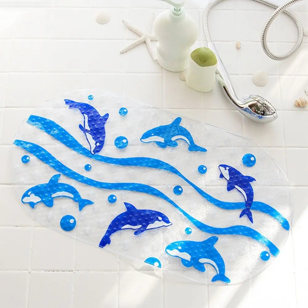 Soft Cartoon PVC Kids Anti Slip Bath Mat Non Skid Safety With Sucker Shower Mat Massage Bathtub Mats Pad