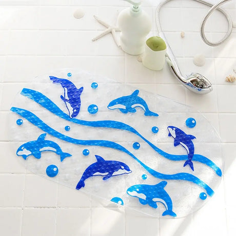 Soft Cartoon PVC Kids Anti Slip Bath Mat Non Skid Safety With Sucker Shower Mat Massage Bathtub Mats Pad
