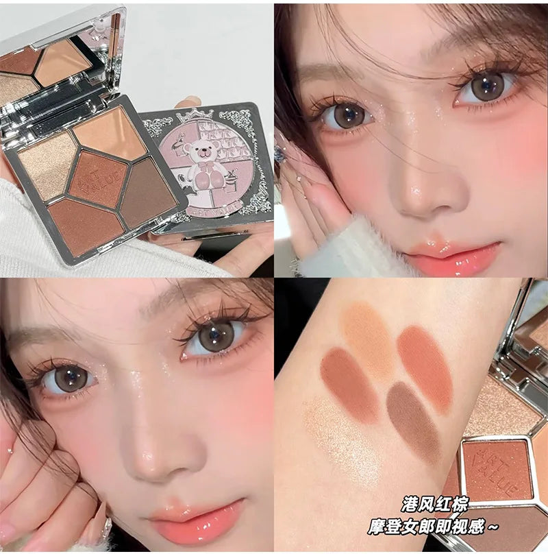 Eyeshadow Palette Blush Highlight Makeup Pearly Highgloss Shimmer Pink Brown Earth Color Fine Sequins Eye Shadow