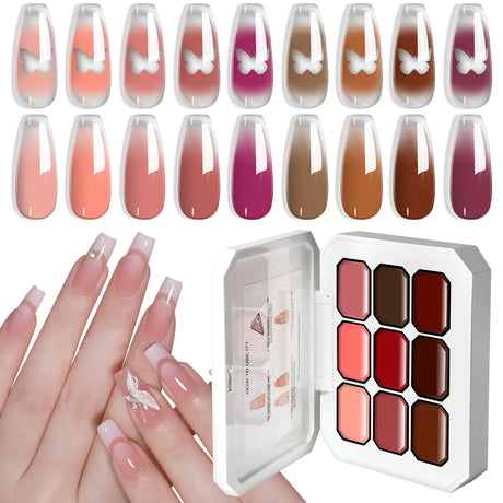 LIMEGIRL 9 Color Gradient Painting Gel Nail Art Design DIY Solid Gel Nail Polish Quickly Carved Petal Nail Painting Gel