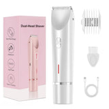 Women Electric Shaver Dual Head Bikini Trimmer Waterproof Body Hair  Trimmer Facial Hair Remover for Bikini Underarm Leg Arm