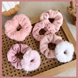 7/Pcs/Set Hair Rope Autumn Winter Furry Head Rope Headband for Woman Girls Fashion Sweet Hair band Tie Ponytail Rubber Band Gift