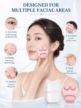 3 Roller Ice Face Roller Cooling Facial Massager with Cat Ear Storage Case Reduce Puffiness Jawline Neck Eye Skincare Massage To