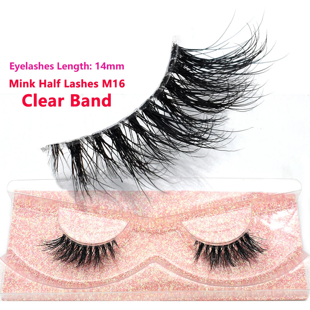 Half Lashes Mink Eyelashes Fluffy Soft False Eyelashes Wispy Cross Mink Eye Lashes Natural Short Mink Eyelash Extension Makeup