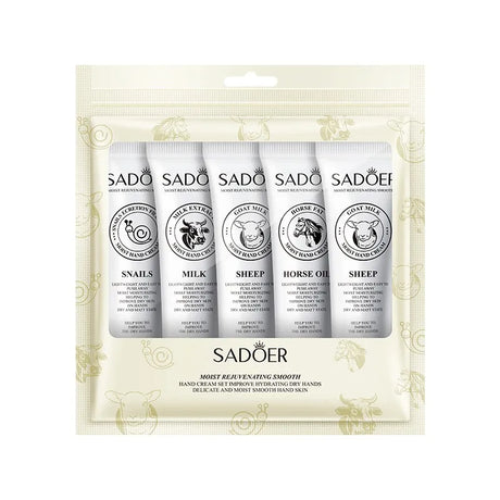 5pcs Hand Cream Gift Set – Infused with Goat Milk & Nourishing Oils for Deep Moisture and Restorative Care, 30g Squeeze Tubes