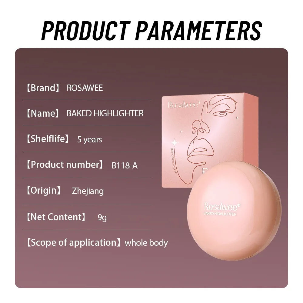 3D Face Highlighter Powder Instant Silky Baked Shimmer Illuminator Makeup Natural Glossy Brighten Contouring Glitter High Gloss