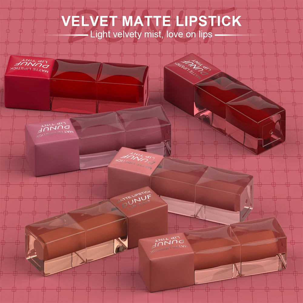 6pc/set Velvet Matte Lipstick Long-lasting Waterproof Lip Gloss Lip Glaze Non-Stick Cup Nude Red High Pigment Y2K Christmas Gift