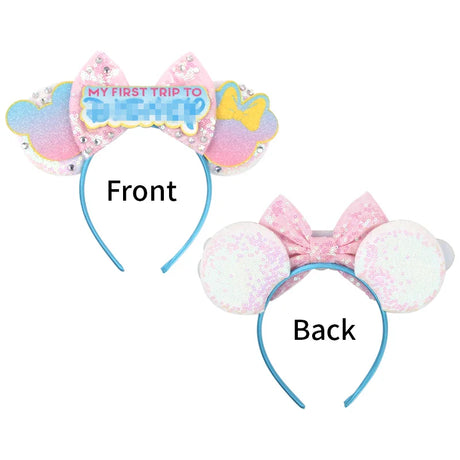 2026 Disney Trip Mickey Ears Headband For Girls Sequin Castle Bow Hairband Cartoon Character Cosplay Hair Accessories Kids Party