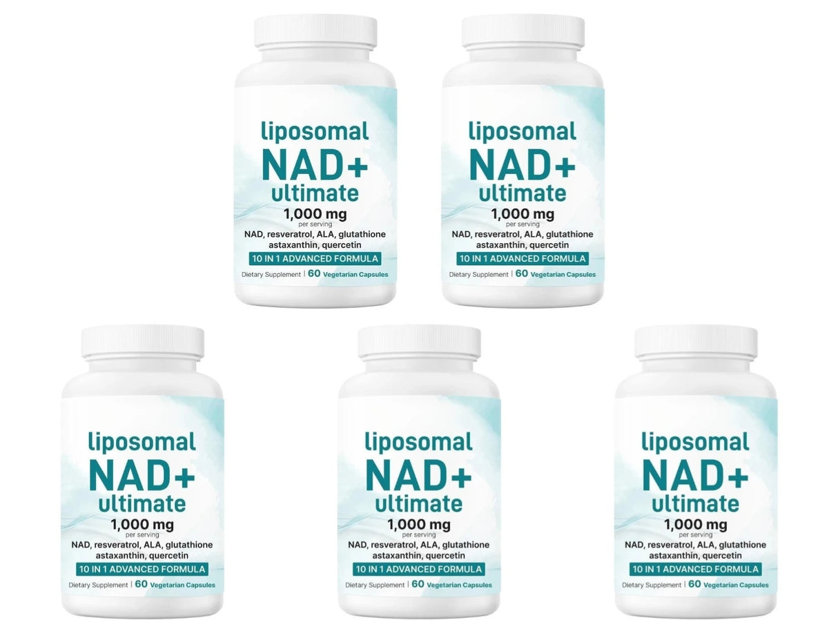 NAD+ Supplement with Glutathione Resveratrol Astaxanthin 10-in-1 Formula 60 Capsules for Men and Women Daily Wellness