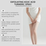 Exfoliating Kojic Acid Turmeric Spray Gently Peeling Solution Hydrating Skin Brightening Mist for Smooth Skin Back & Foot Care