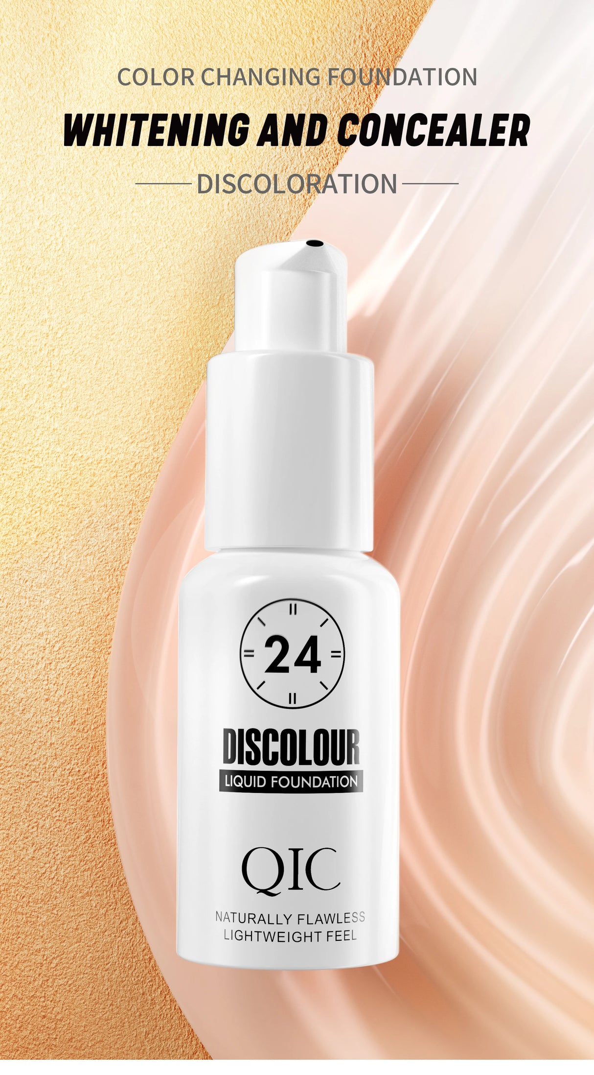 QIC 30ML Foundation Color Changing Makeup Base Nude Face Full Cover Matte Concealer Long Lasting Make Up Liquid Foundation Cream