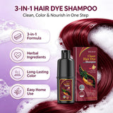 Fast-acting Hair Dye Shampoo Deep Wine Red 3 In 1 Natural Herbal Plant Extract Instant Coloring Shampoo For Gray White Hair Coverage Nourish Scalp