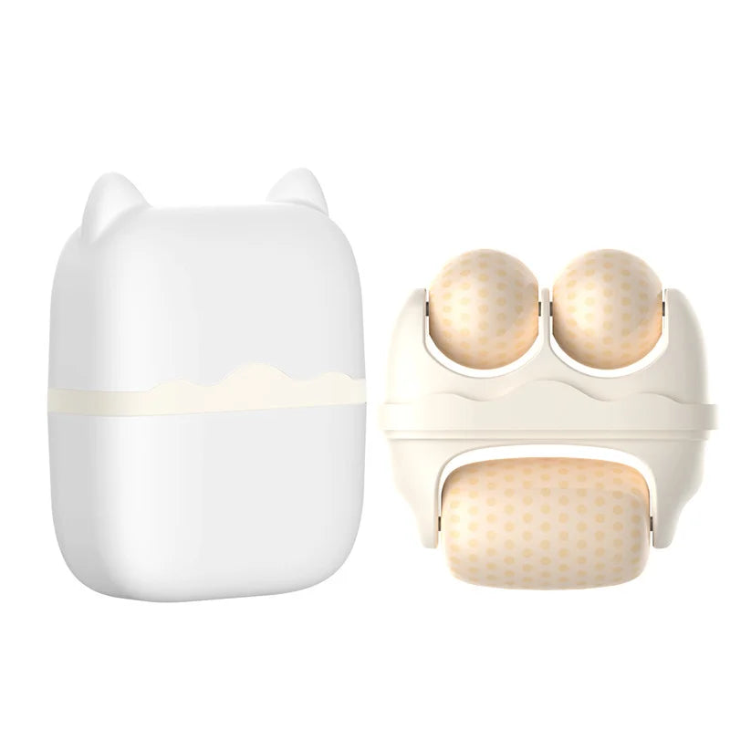 3 Roller Ice Face Roller Cooling Facial Massager with Cat Ear Storage Case Reduce Puffiness Jawline Neck Eye Skincare Massage To