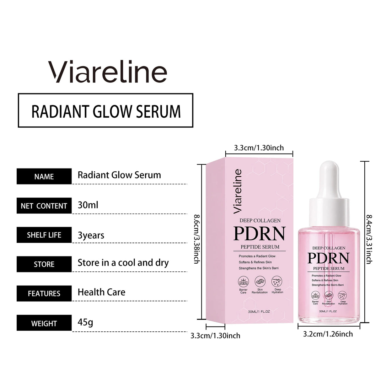 Collagen PDRN Peptide Serum For Barrier Repair Hydrating Revitalizing Anti Aging Formula Brightening Face Glow Treatment Essence