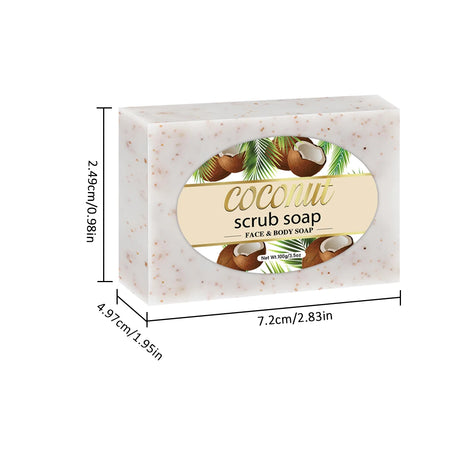 Coconut Scrub Soap Handmade Exfoliating Bath Soap Face & Body Cleanser Long-Lasting Moisturizing Soap Remove Dead Skin