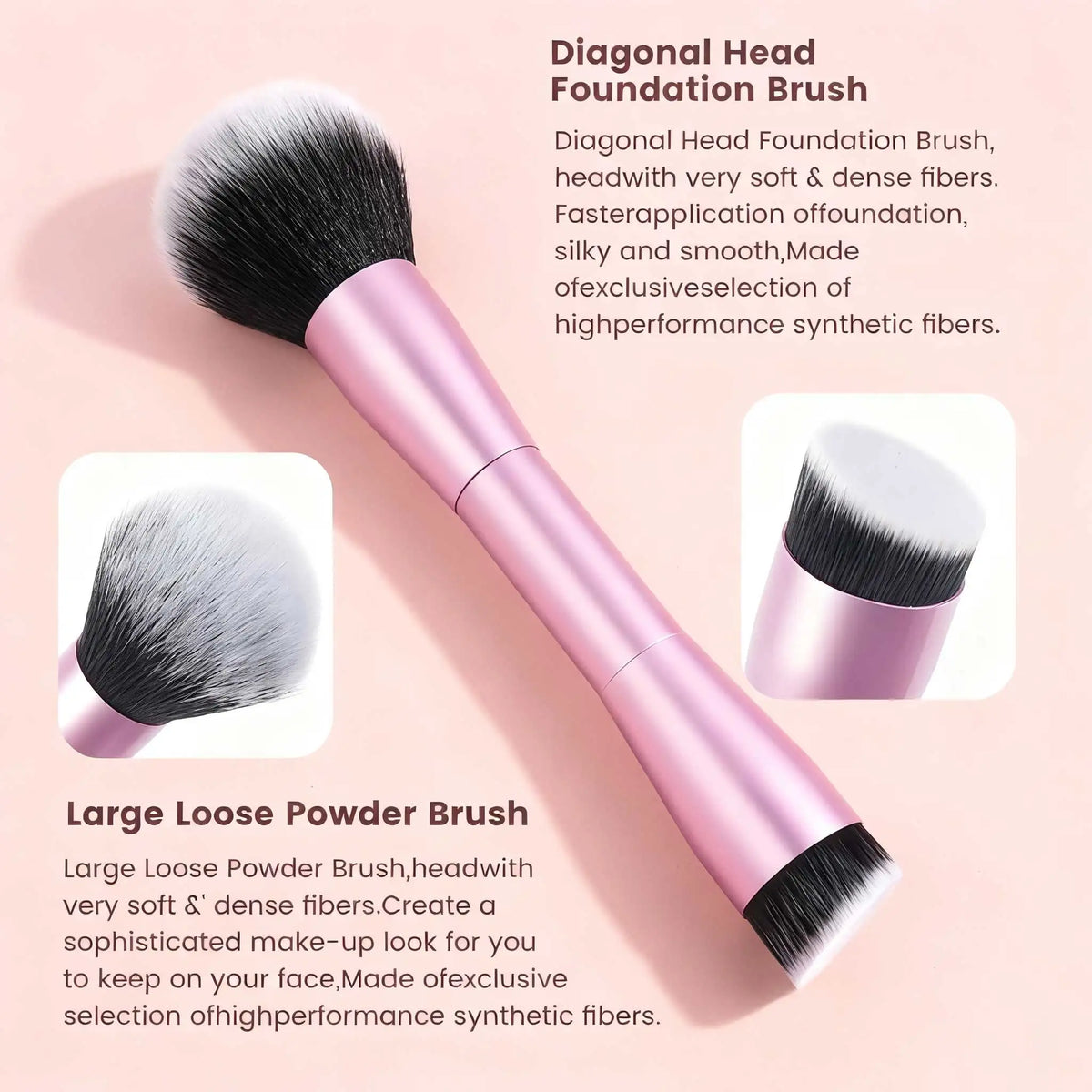 20pcs/set Pro Makeup Brushes Double Ended Foundation Concealers Blush Eye Shadows Brush for Liquid Cream Powder Blending