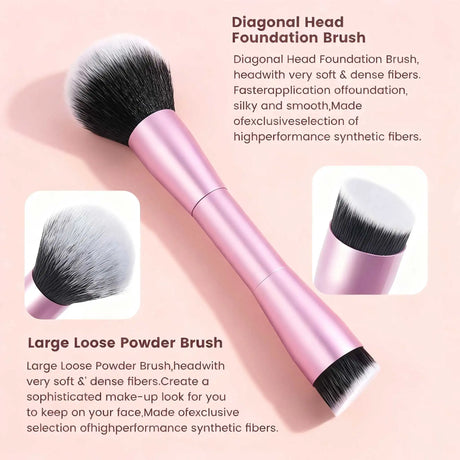 20pcs/set Pro Makeup Brushes Double Ended Foundation Concealers Blush Eye Shadows Brush for Liquid Cream Powder Blending