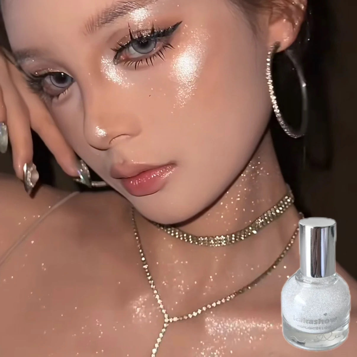 Diamond Ball Liquid Highlighter Flash Gloss Long Lasting Waterproof Glitter Brightening Makeup for Beach Hoilday Face Body